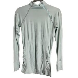 Athleta Finish Fast Asymmetrical Half Zip Top Aqua M